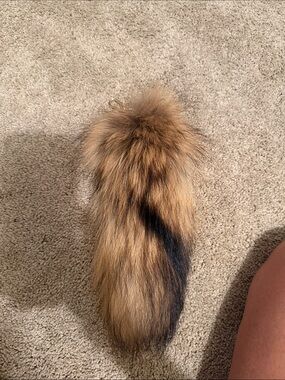 Faux Fur Tail Keychain - Brown Multi